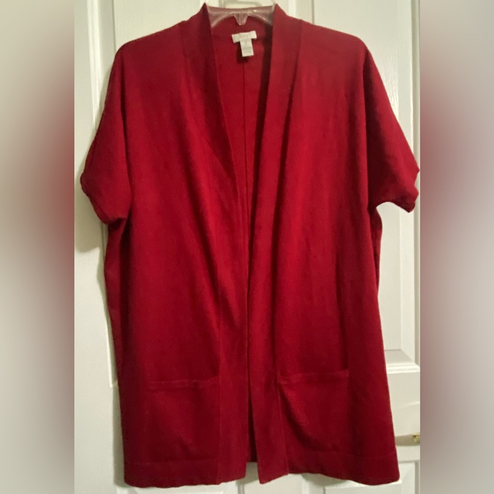 CHICOS WOMENS RED OPEN DRAPED CARDIGAN